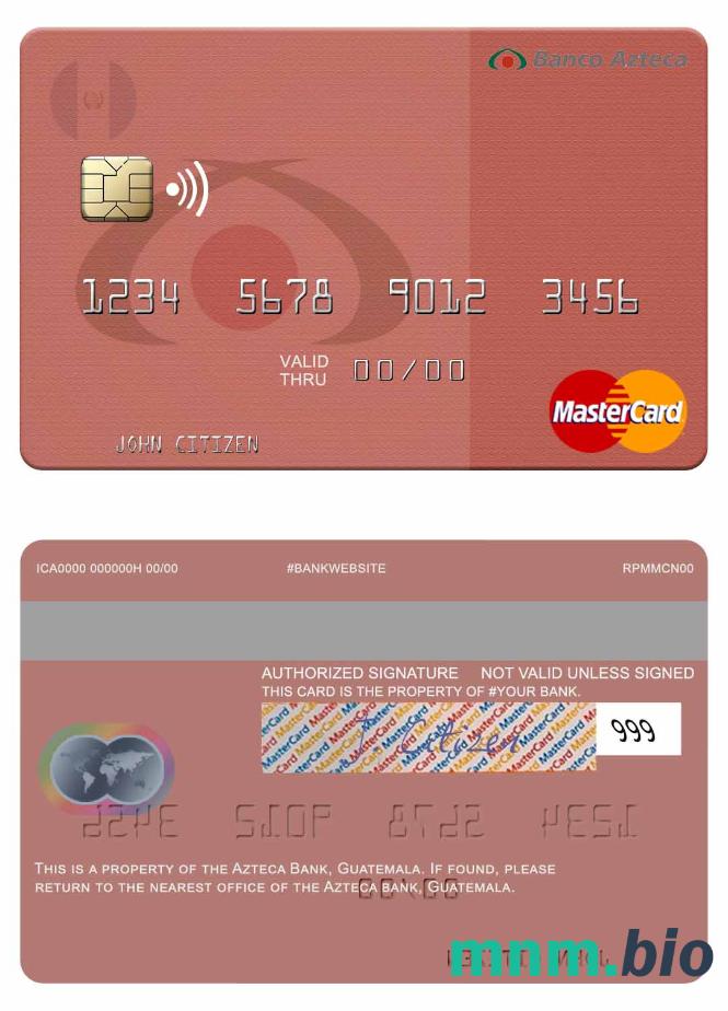 Guatemala Azteca Bank przykład karty mastercard w formacie PSD